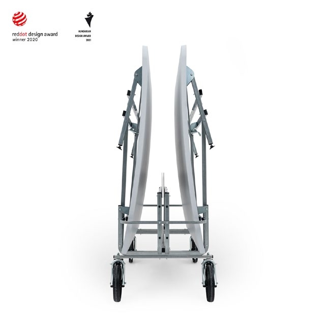 Foldable table on wheeled cart